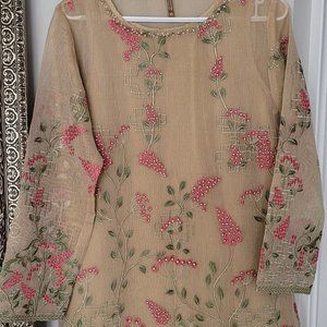 Fancy cotton net shirt with slip